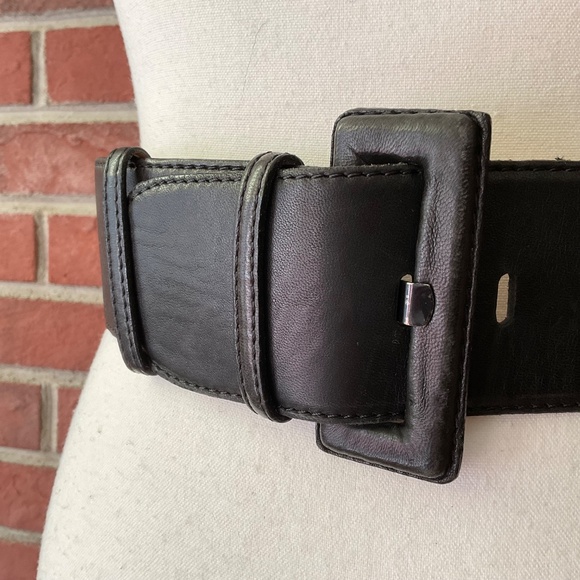 Vintage Donna Karen NY Wide Black Leather Belt Made in USA main image 15